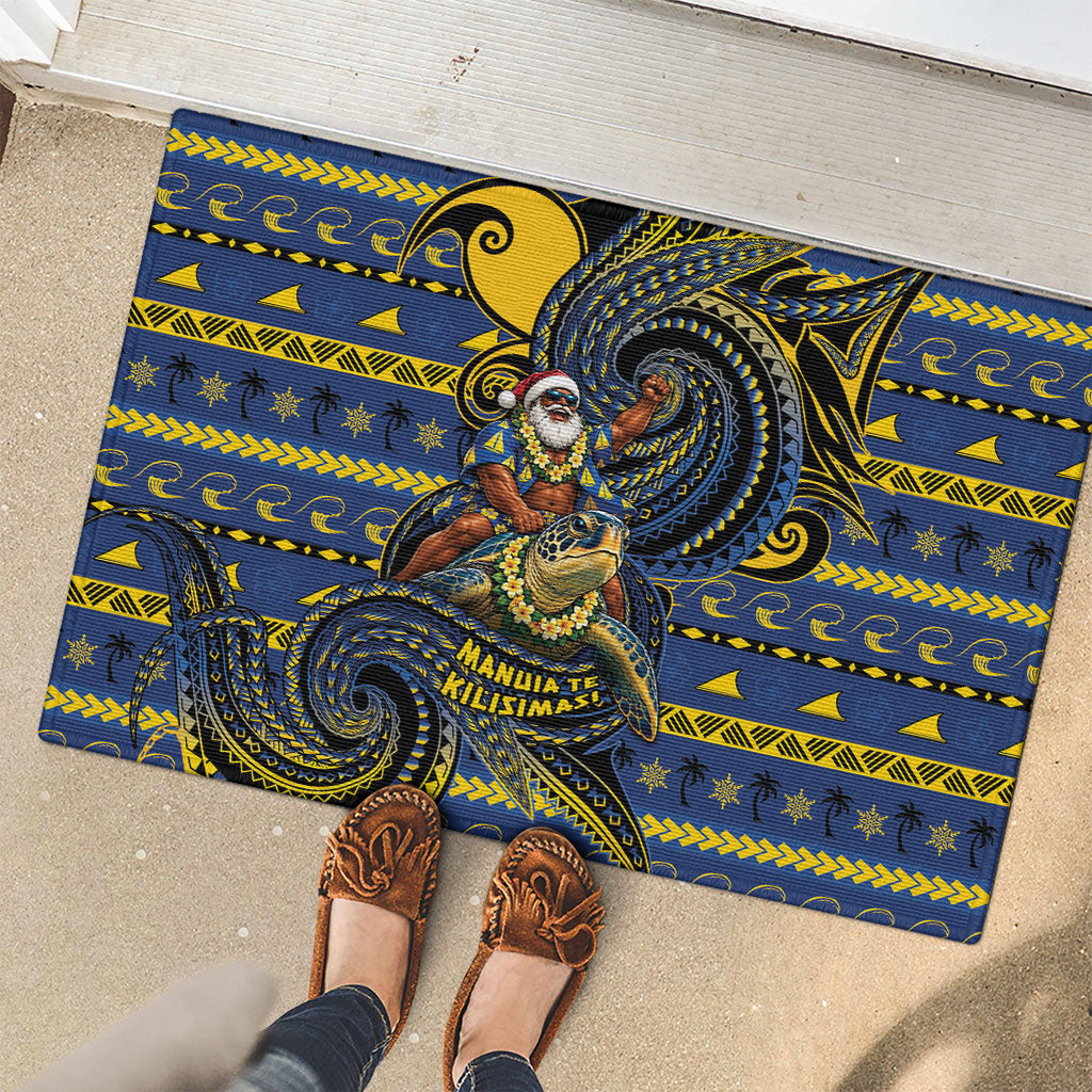 Tokelau Christmas Rubber Doormat Santa Riding Sea Turtle DT05 - Polynesian Pride
