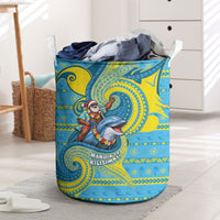 Tuvalu Christmas Laundry Basket Santa Riding Ocean Dolphin DT05 Blue - Polynesian Pride