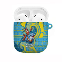 Tuvalu Christmas AirPods Case Santa Riding Ocean Dolphin DT05 Blue - Polynesian Pride