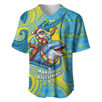 Tuvalu Christmas Baseball Jersey Santa Riding Ocean Dolphin