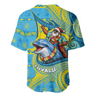 Tuvalu Christmas Baseball Jersey Santa Riding Ocean Dolphin