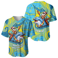 Tuvalu Christmas Baseball Jersey Santa Riding Ocean Dolphin