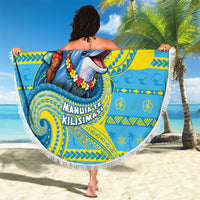 Tuvalu Christmas Beach Blanket Santa Riding Ocean Dolphin DT05 - Polynesian Pride