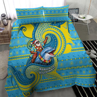 Tuvalu Christmas Bedding Set Santa Riding Ocean Dolphin DT05 - Polynesian Pride