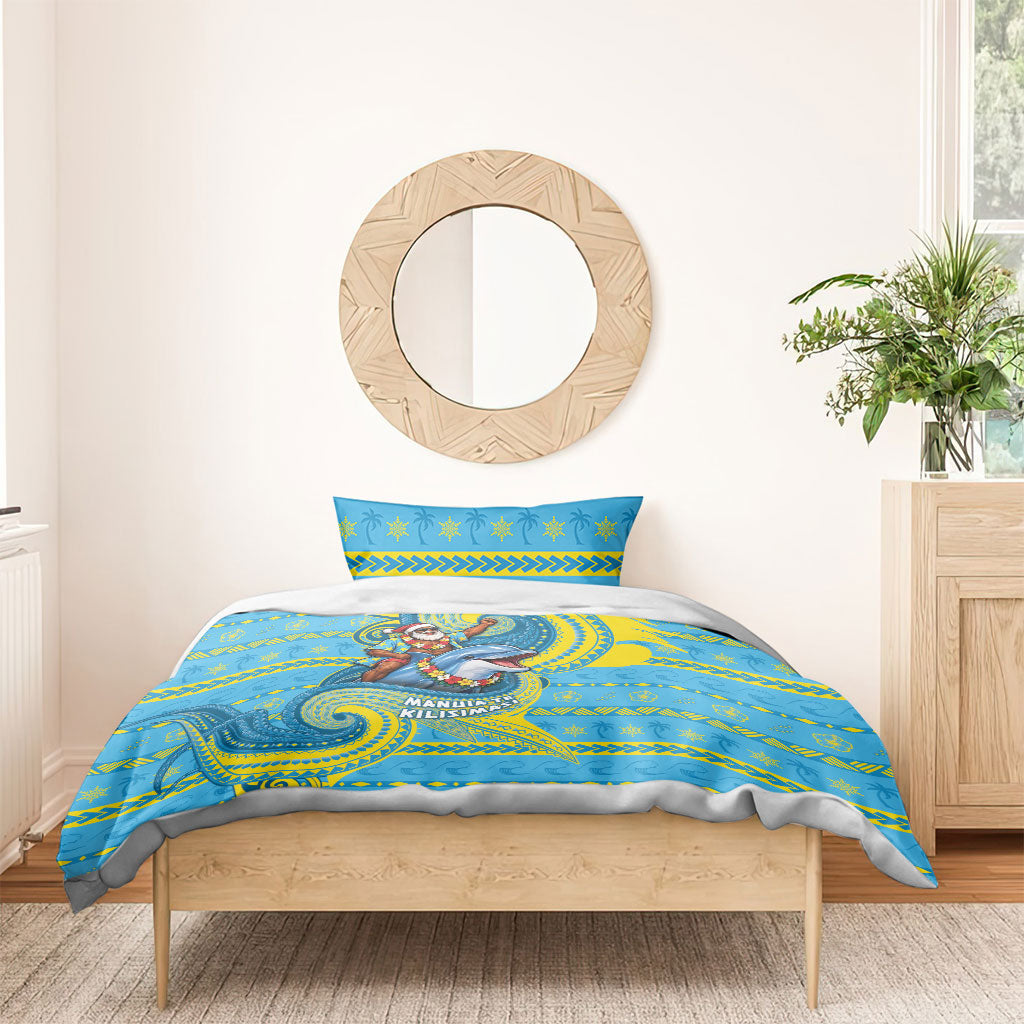 Tuvalu Christmas Bedding Set Santa Riding Ocean Dolphin DT05 - Polynesian Pride