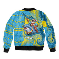 Tuvalu Christmas Bomber Jacket Santa Riding Ocean Dolphin DT05 - Polynesian Pride
