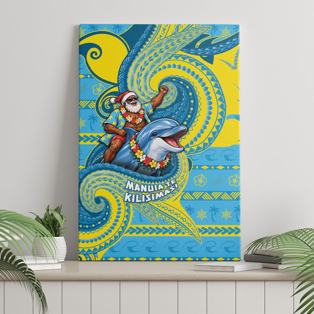 Tuvalu Christmas Canvas Wall Art Santa Riding Ocean Dolphin DT05 - Polynesian Pride