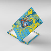 Tuvalu Christmas Canvas Wall Art Santa Riding Ocean Dolphin DT05 With Frame Blue - Polynesian Pride