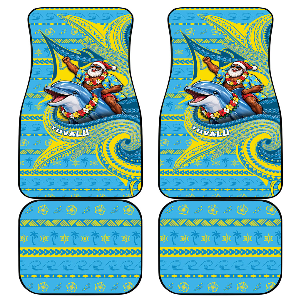 Tuvalu Christmas Car Mats Santa Riding Ocean Dolphin DT05 - Polynesian Pride