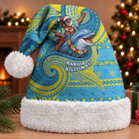 Tuvalu Christmas Santa Hat Santa Riding Ocean Dolphin DT05 With Fur Blue - Polynesian Pride
