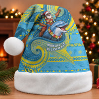 Tuvalu Christmas Santa Hat Santa Riding Ocean Dolphin DT05 Without Fur Blue - Polynesian Pride