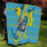 Tuvalu Christmas Quilt Santa Riding Ocean Dolphin DT05 - Polynesian Pride
