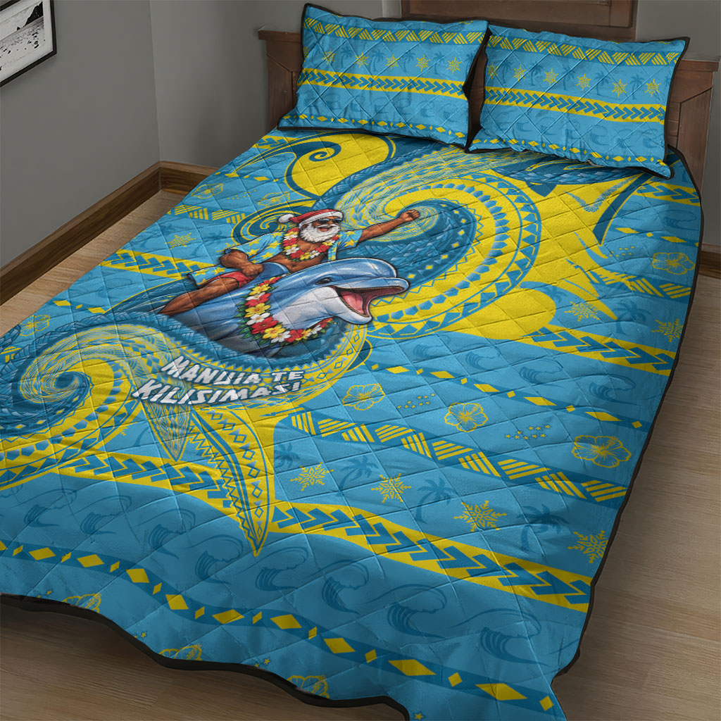 Tuvalu Christmas Quilt Bed Set Santa Riding Ocean Dolphin DT05 - Polynesian Pride