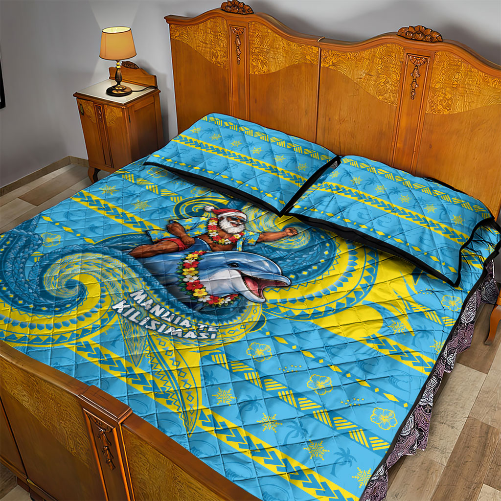 Tuvalu Christmas Quilt Bed Set Santa Riding Ocean Dolphin DT05 - Polynesian Pride