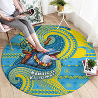 Tuvalu Christmas Round Carpet Santa Riding Ocean Dolphin DT05 - Polynesian Pride