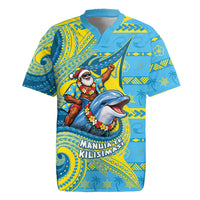 Tuvalu Christmas Rugby Jersey Santa Riding Ocean Dolphin