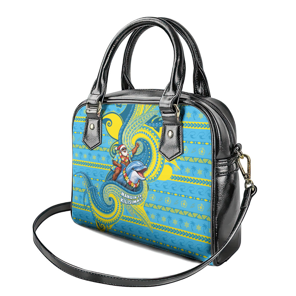 Tuvalu Christmas Shoulder Handbag Santa Riding Ocean Dolphin DT05 - Polynesian Pride