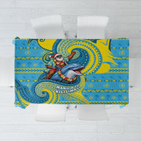 Tuvalu Christmas Tablecloth Santa Riding Ocean Dolphin DT05 Blue - Polynesian Pride