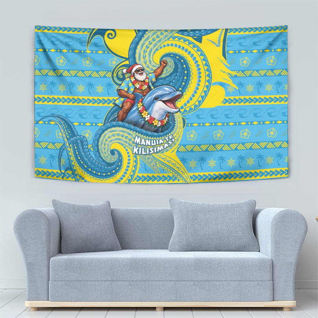 Tuvalu Christmas Tapestry Santa Riding Ocean Dolphin DT05 - Polynesian Pride