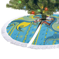Tuvalu Christmas Tree Skirt Santa Riding Ocean Dolphin DT05 - Polynesian Pride