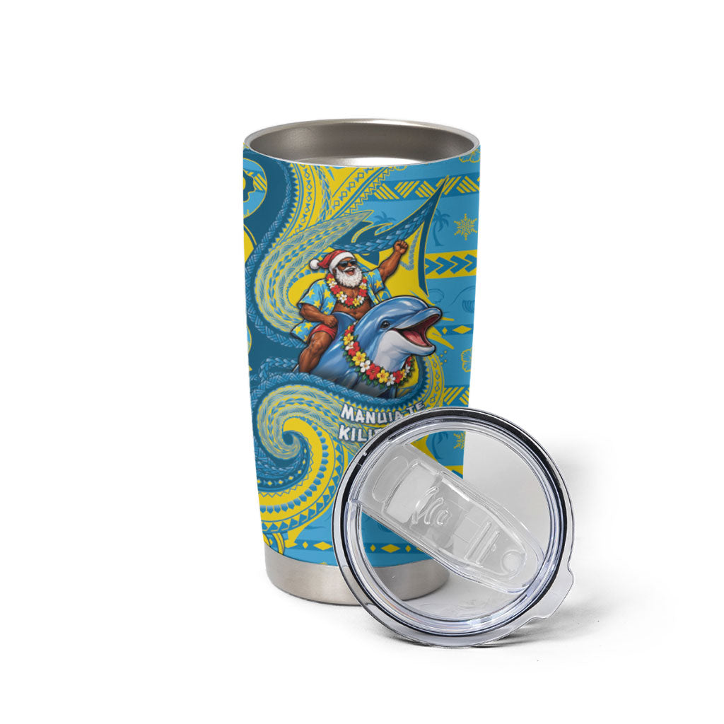 Tuvalu Christmas Tumbler Cup Santa Riding Ocean Dolphin DT05 - Polynesian Pride