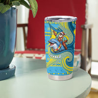 Tuvalu Christmas Tumbler Cup Santa Riding Ocean Dolphin DT05 - Polynesian Pride
