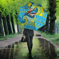 Tuvalu Christmas Umbrella Santa Riding Ocean Dolphin DT05 - Polynesian Pride