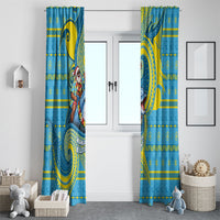 Tuvalu Christmas Window Curtain Santa Riding Ocean Dolphin DT05 - Polynesian Pride