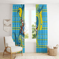 Tuvalu Christmas Window Curtain Santa Riding Ocean Dolphin DT05 - Polynesian Pride