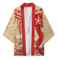 Tonga Language Week Kimono Tribal Cross Ngatu Floral Pattern DT05 Unisex Red - Polynesian Pride