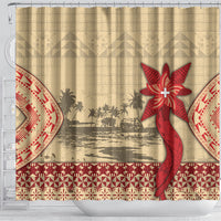 Tonga Language Week Shower Curtain Tribal Cross Ngatu Floral Pattern DT05 - Polynesian Pride