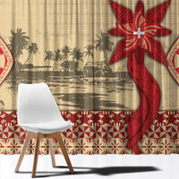Tonga Language Week Window Curtain Tribal Cross Ngatu Floral Pattern DT05 - Polynesian Pride