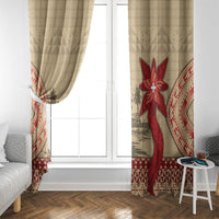 Tonga Language Week Window Curtain Tribal Cross Ngatu Floral Pattern DT05 - Polynesian Pride