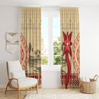 Tonga Language Week Window Curtain Tribal Cross Ngatu Floral Pattern DT05 - Polynesian Pride
