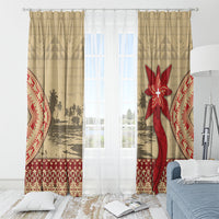 Tonga Language Week Window Curtain Tribal Cross Ngatu Floral Pattern DT05 - Polynesian Pride