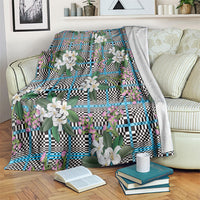 Blue Binakol Motifs With Jasminum Sambac Blanket Mabuhay Philippines Festival DT05 Blue - Polynesian Pride