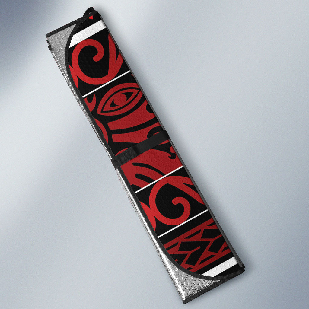Ngapuhi Aotearoa Meri Kirihimete Auto Sun Shade Maori Silver Fern Koru Tribal Pattern DT05 - Polynesian Pride