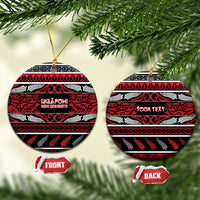 Personalised Ngapuhi Aotearoa Meri Kirihimete Ceramic Ornament Maori Silver Fern Koru Tribal Pattern DT05 Circle Red - Polynesian Pride