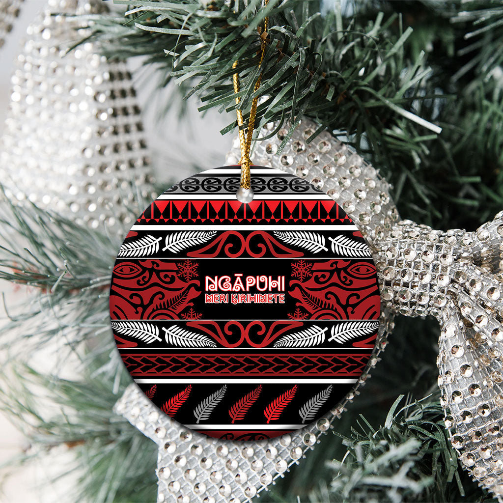 Personalised Ngapuhi Aotearoa Meri Kirihimete Ceramic Ornament Maori Silver Fern Koru Tribal Pattern DT05 - Polynesian Pride
