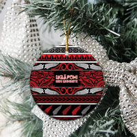 Personalised Ngapuhi Aotearoa Meri Kirihimete Ceramic Ornament Maori Silver Fern Koru Tribal Pattern DT05 - Polynesian Pride