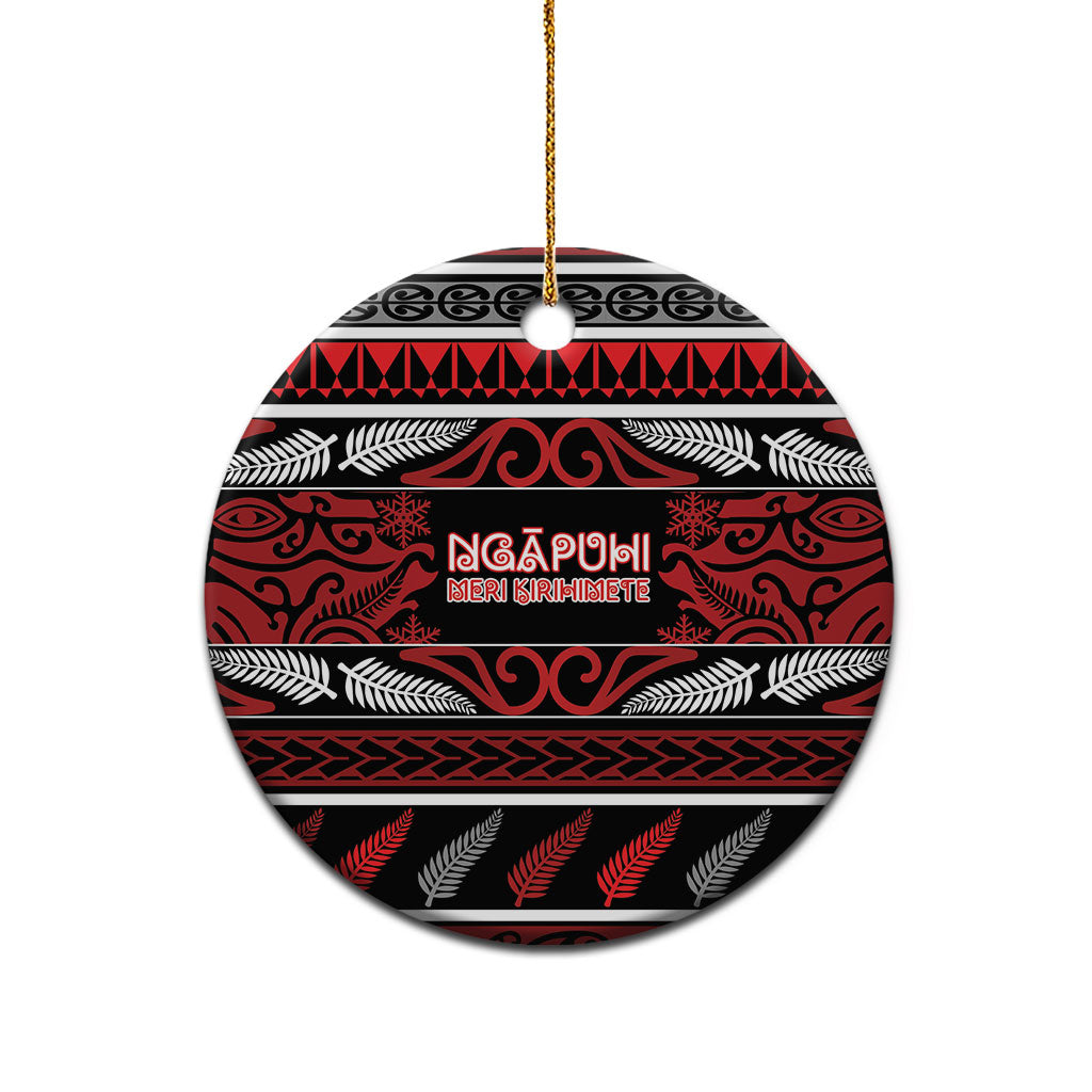 Personalised Ngapuhi Aotearoa Meri Kirihimete Ceramic Ornament Maori Silver Fern Koru Tribal Pattern DT05 - Polynesian Pride