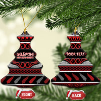 Personalised Ngapuhi Aotearoa Meri Kirihimete Ceramic Ornament Maori Silver Fern Koru Tribal Pattern DT05 Christmas Tree Red - Polynesian Pride