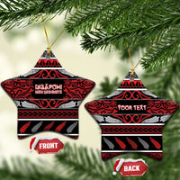 Personalised Ngapuhi Aotearoa Meri Kirihimete Ceramic Ornament Maori Silver Fern Koru Tribal Pattern DT05 Star Red - Polynesian Pride