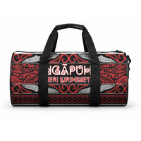 Ngapuhi Aotearoa Meri Kirihimete Duffle Bag Maori Silver Fern Koru Tribal Pattern DT05 One size Red - Polynesian Pride