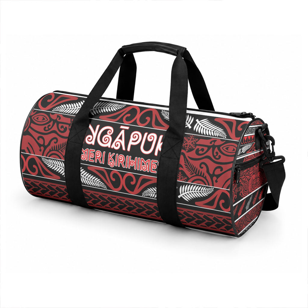 Ngapuhi Aotearoa Meri Kirihimete Duffle Bag Maori Silver Fern Koru Tribal Pattern DT05 - Polynesian Pride