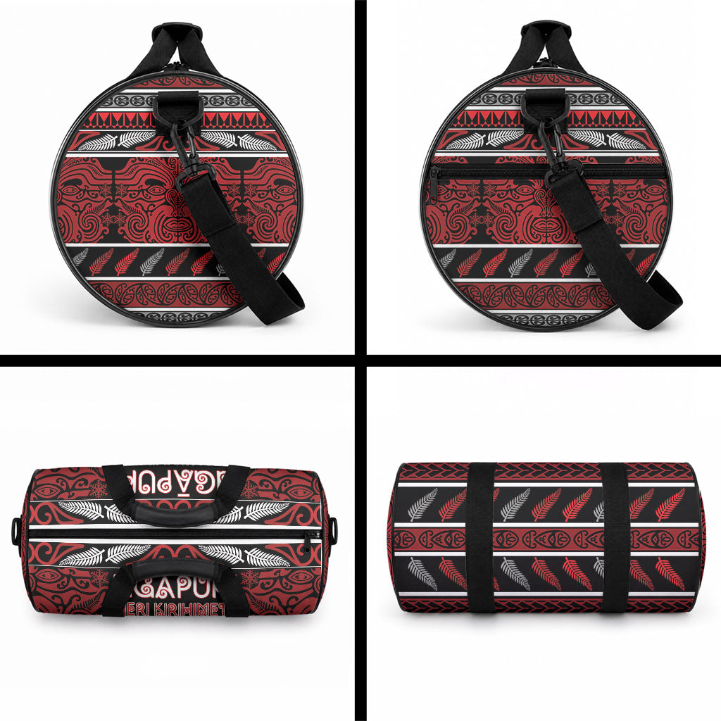 Ngapuhi Aotearoa Meri Kirihimete Duffle Bag Maori Silver Fern Koru Tribal Pattern DT05 - Polynesian Pride