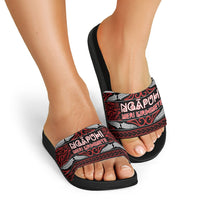 Ngapuhi Aotearoa Meri Kirihimete Slide Sandals Maori Silver Fern Koru Tribal Pattern DT05 - Polynesian Pride