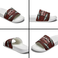 Ngapuhi Aotearoa Meri Kirihimete Slide Sandals Maori Silver Fern Koru Tribal Pattern DT05 - Polynesian Pride