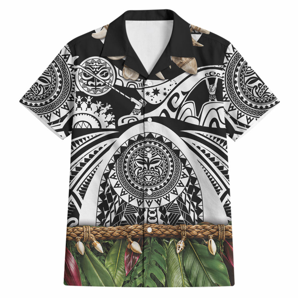 Polynesia Maui Black Tattoo Inspired Hawaiian Shirt Tropical Leaf Skirt Costume DT05 Black - Polynesian Pride