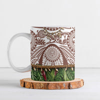 Polynesia Maui Umber Tattoo Inspired Ceramic Mug Tropical Leaf Skirt Costume DT05 Brown - Polynesian Pride